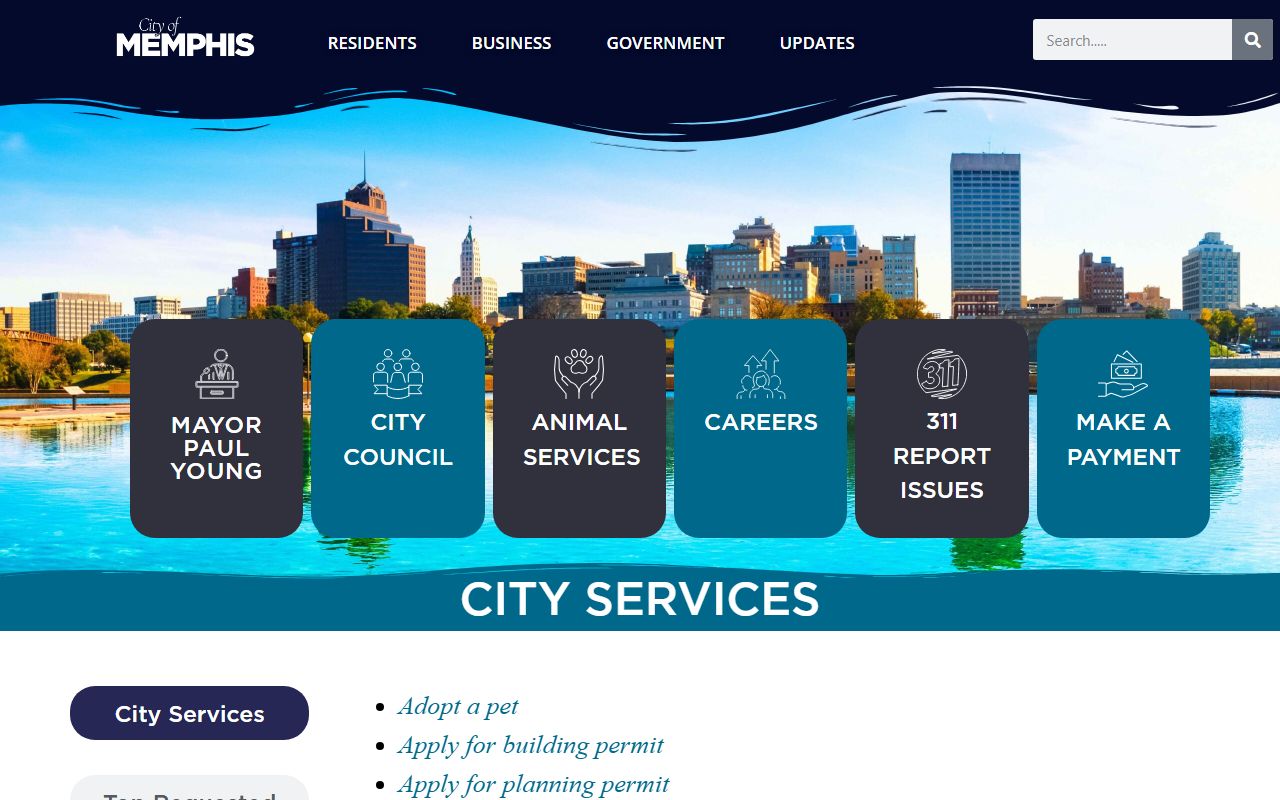 Memphis Residents Directory search at the city website