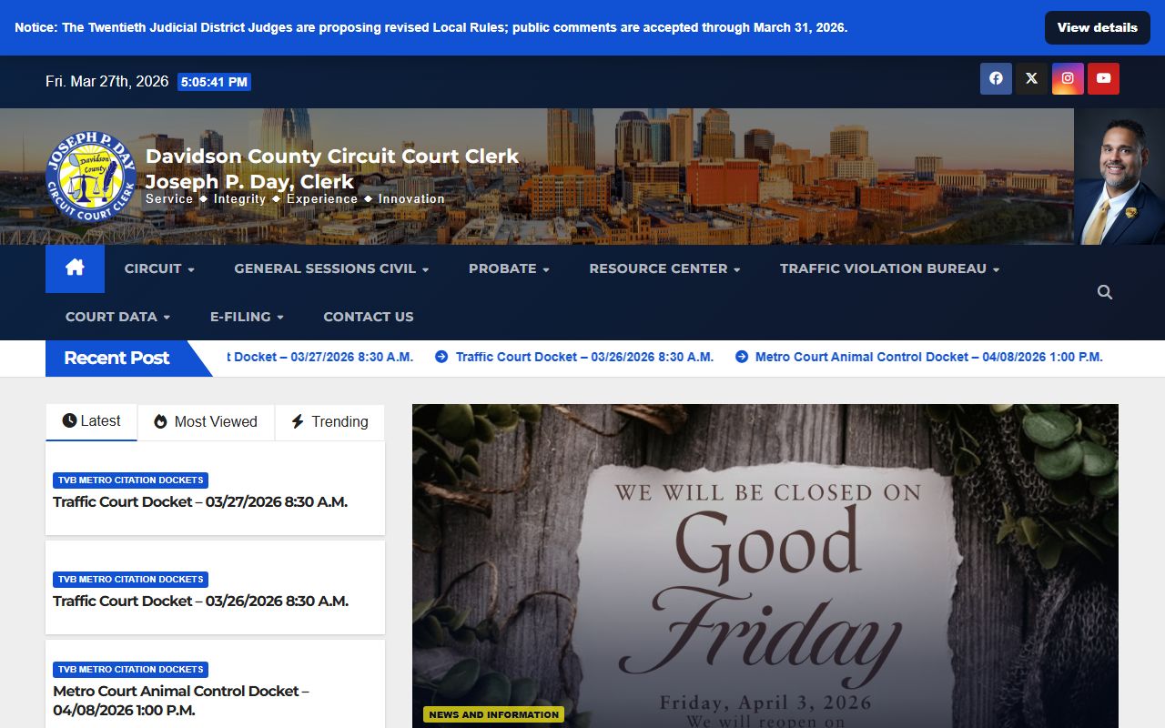 Davidson County Residents Directory access through Circuit Court CaseLink