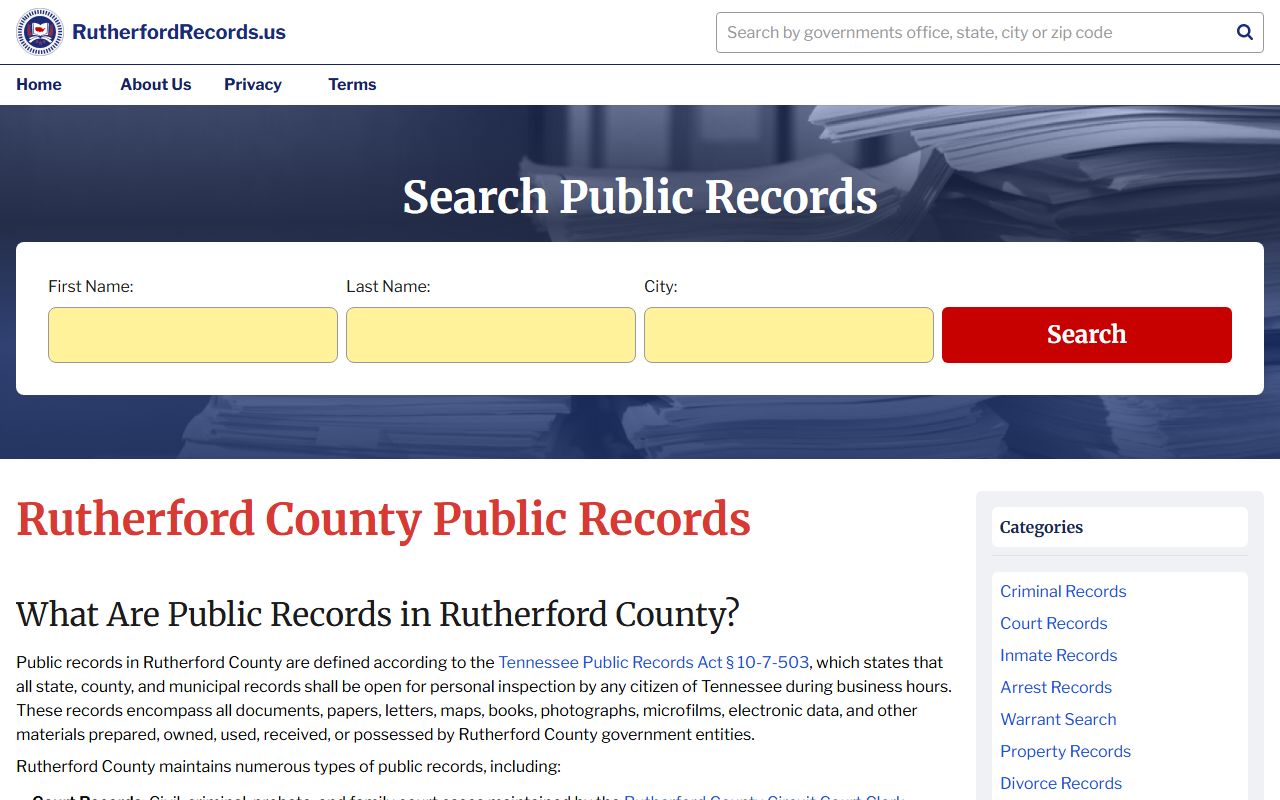 Rutherford County Residents Directory deed records source