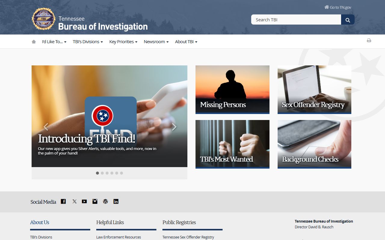 Tennessee Residents Directory source from the Tennessee Bureau of Investigation